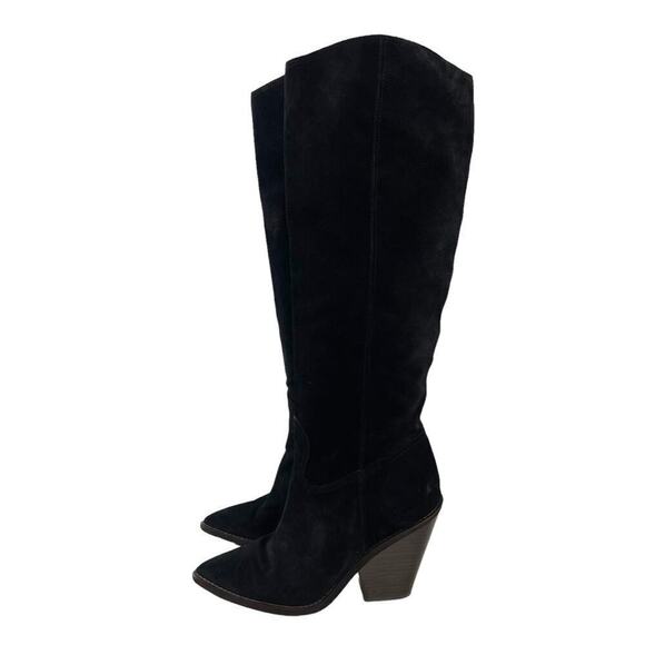 Sam Edelman Black Indigo Suede Leather Knee High Pointed Toe Boot Size 8.5 - Picture 6 of 16
